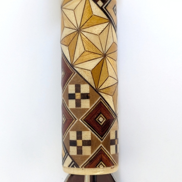 Japanese "Yosegi-zaiku" Marquetry Kokeshi Style Bottle Opener Handmade Folk Art - Picture 4 of 12